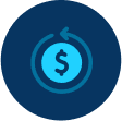 a blue circle with a dollar sign